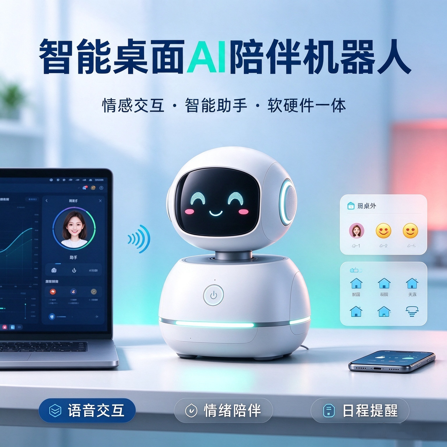 Smart desktop AI accompanies robot hardware and software